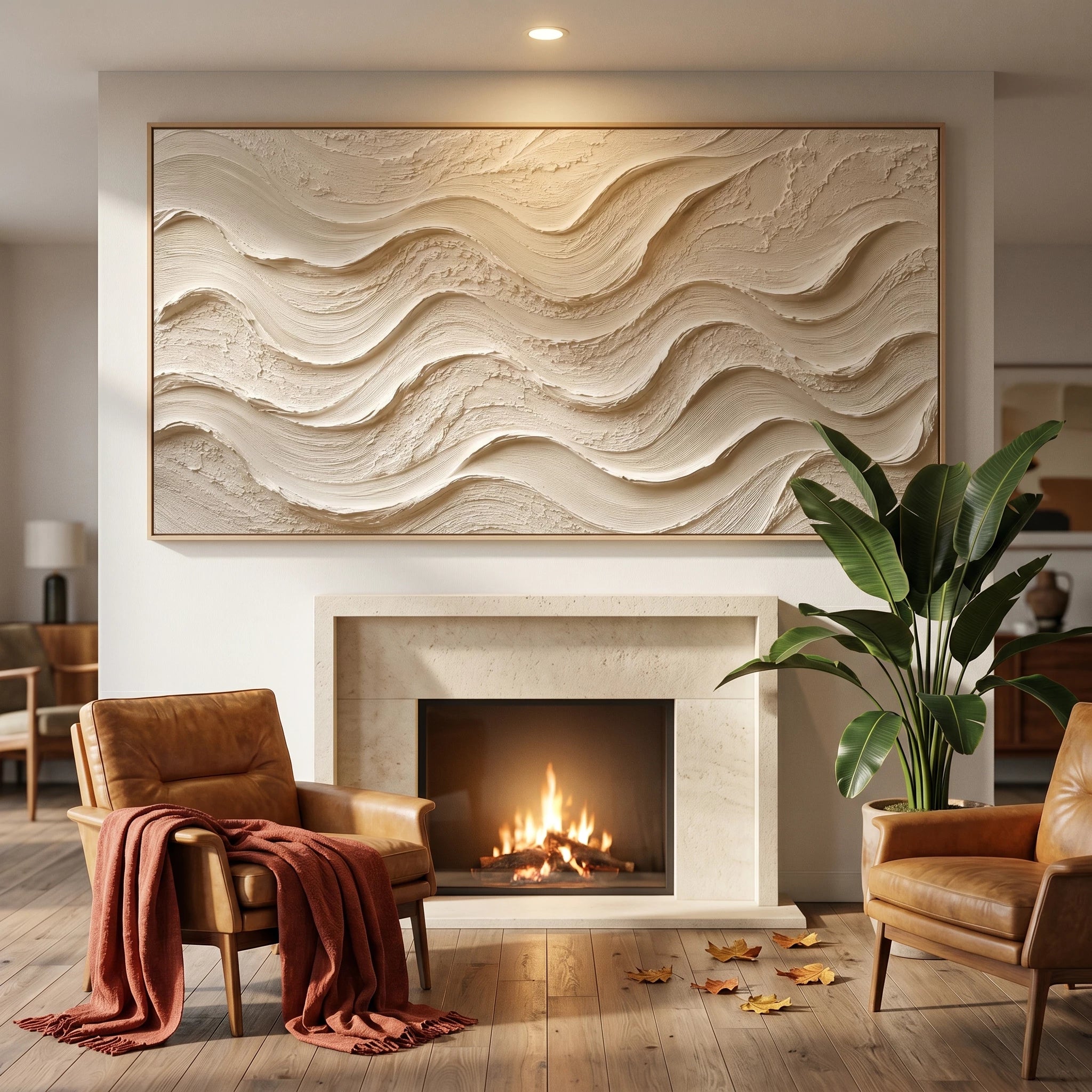 3D Textured Art | Ivory Ocean Rhythm