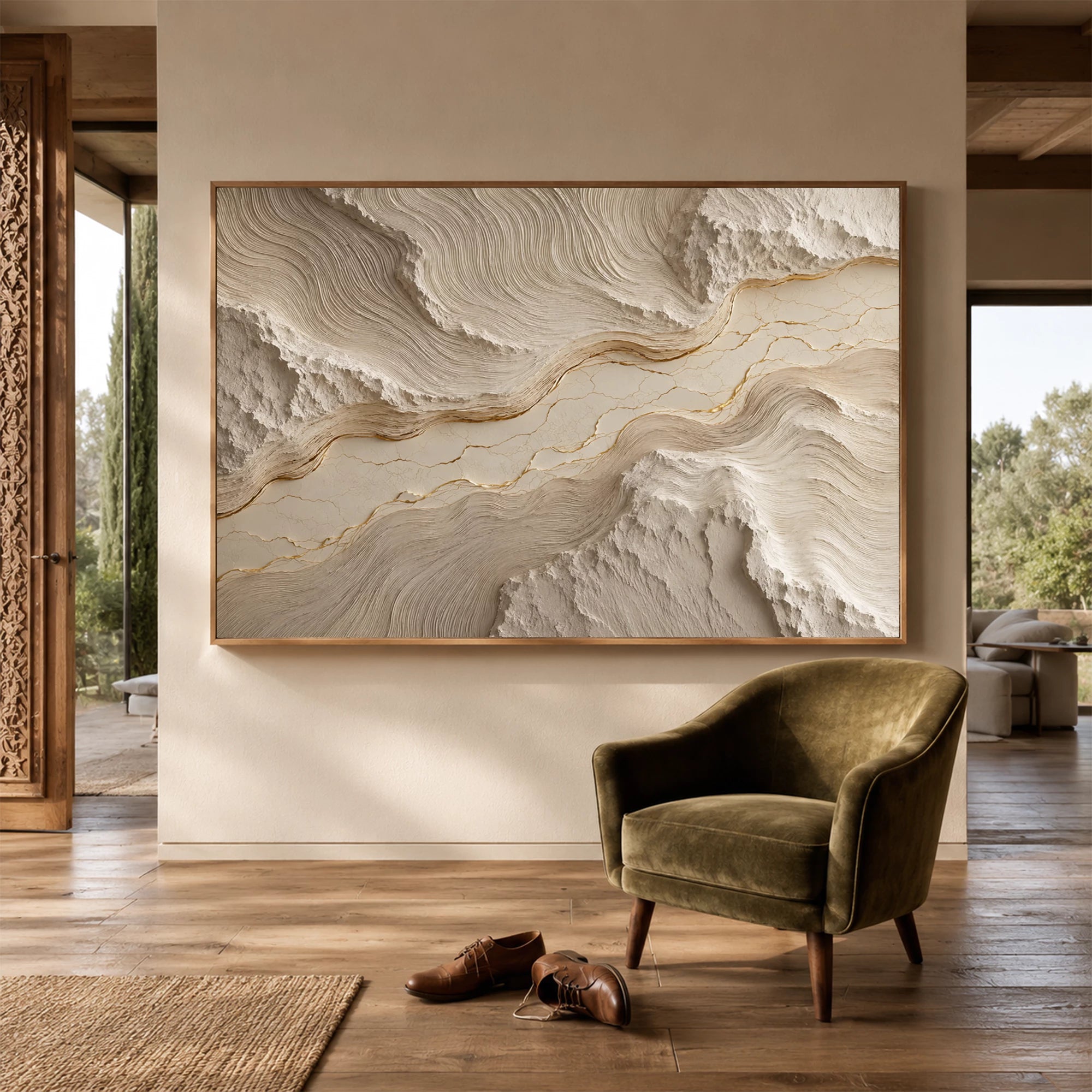 3D Textured Art | Golden Vein Harmony