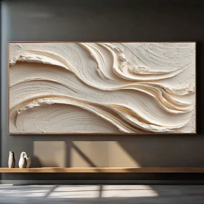 3D Textured Abstract Art | Ivory Flow
