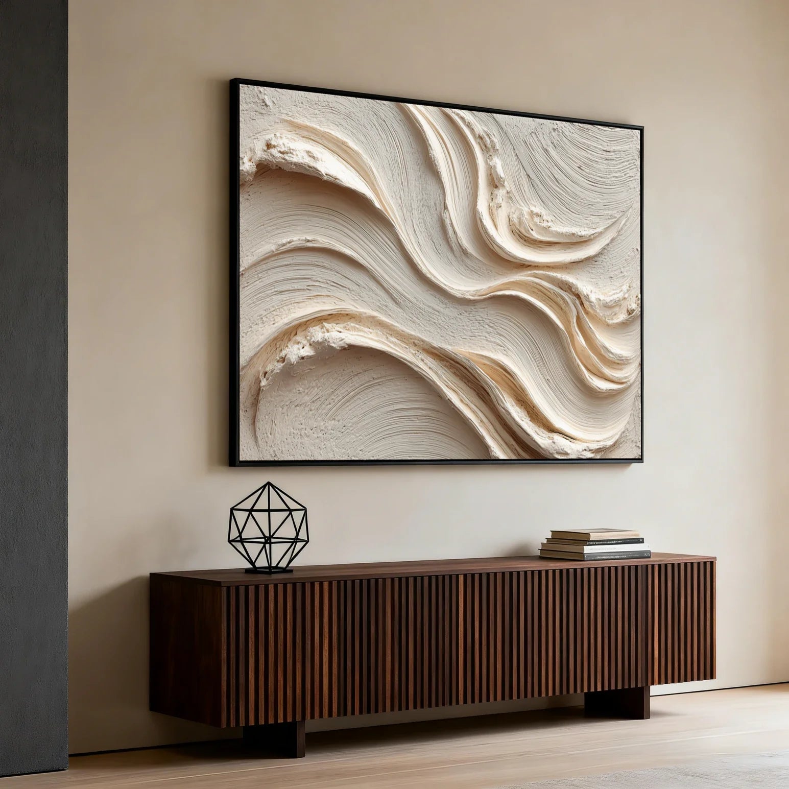 3D Textured Abstract Art | Ivory Flow