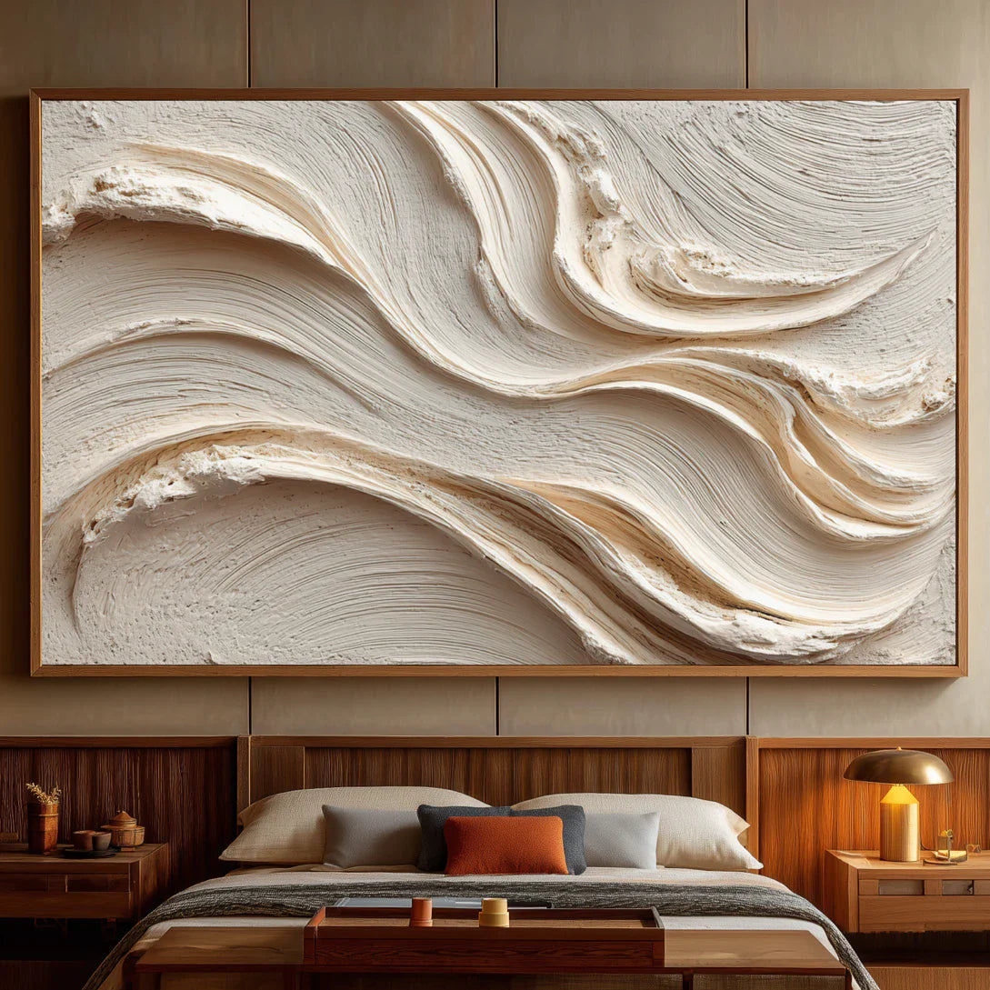 3D Textured Abstract Art | Ivory Flow