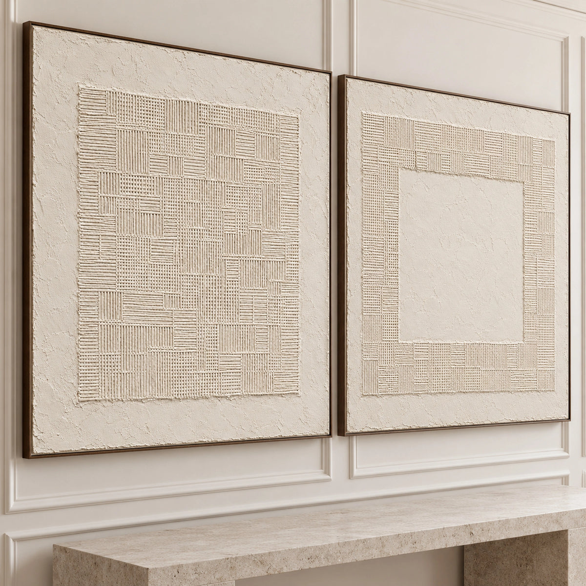 Diptych Art | Woven Silence
