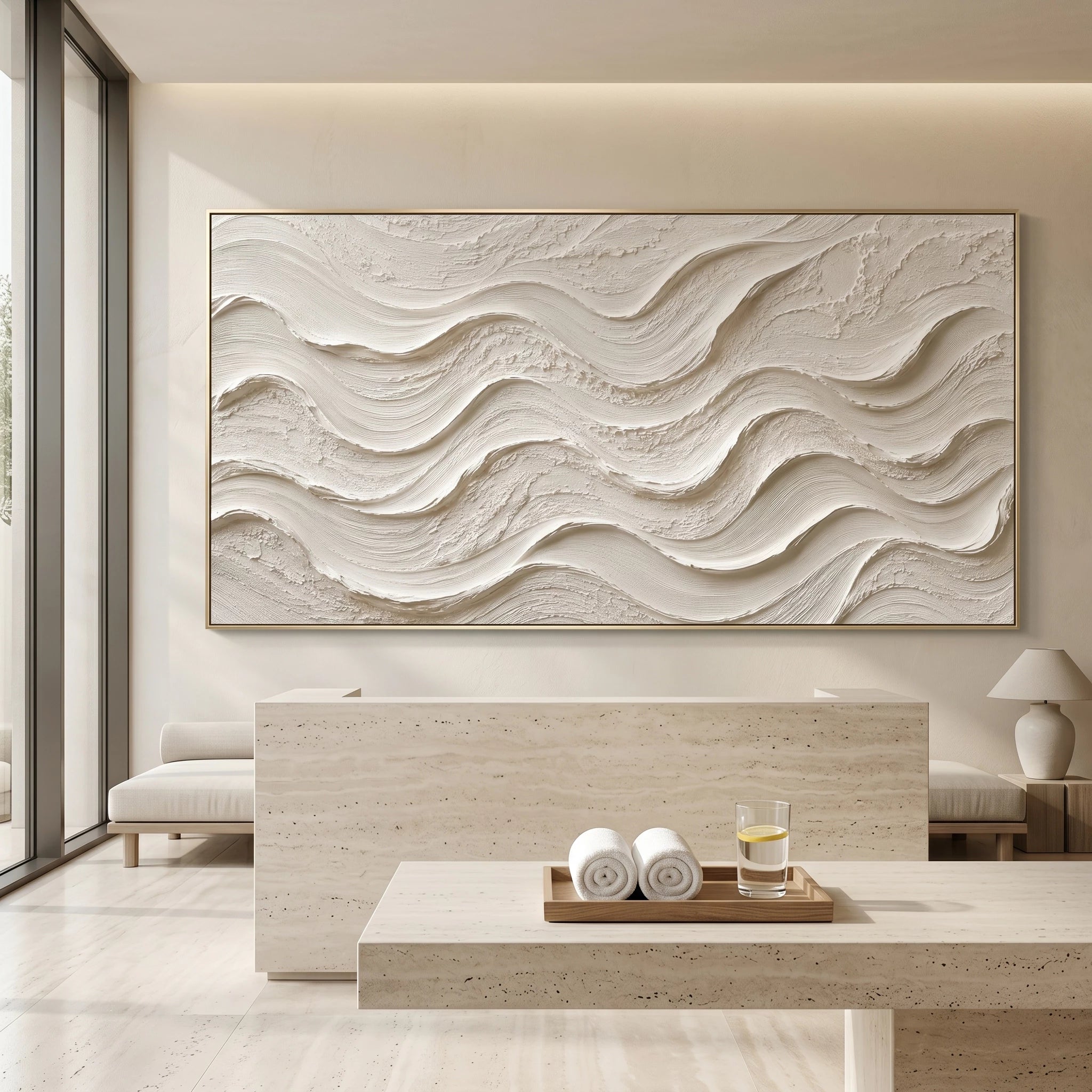 3D Textured Art | Ivory Ocean Rhythm