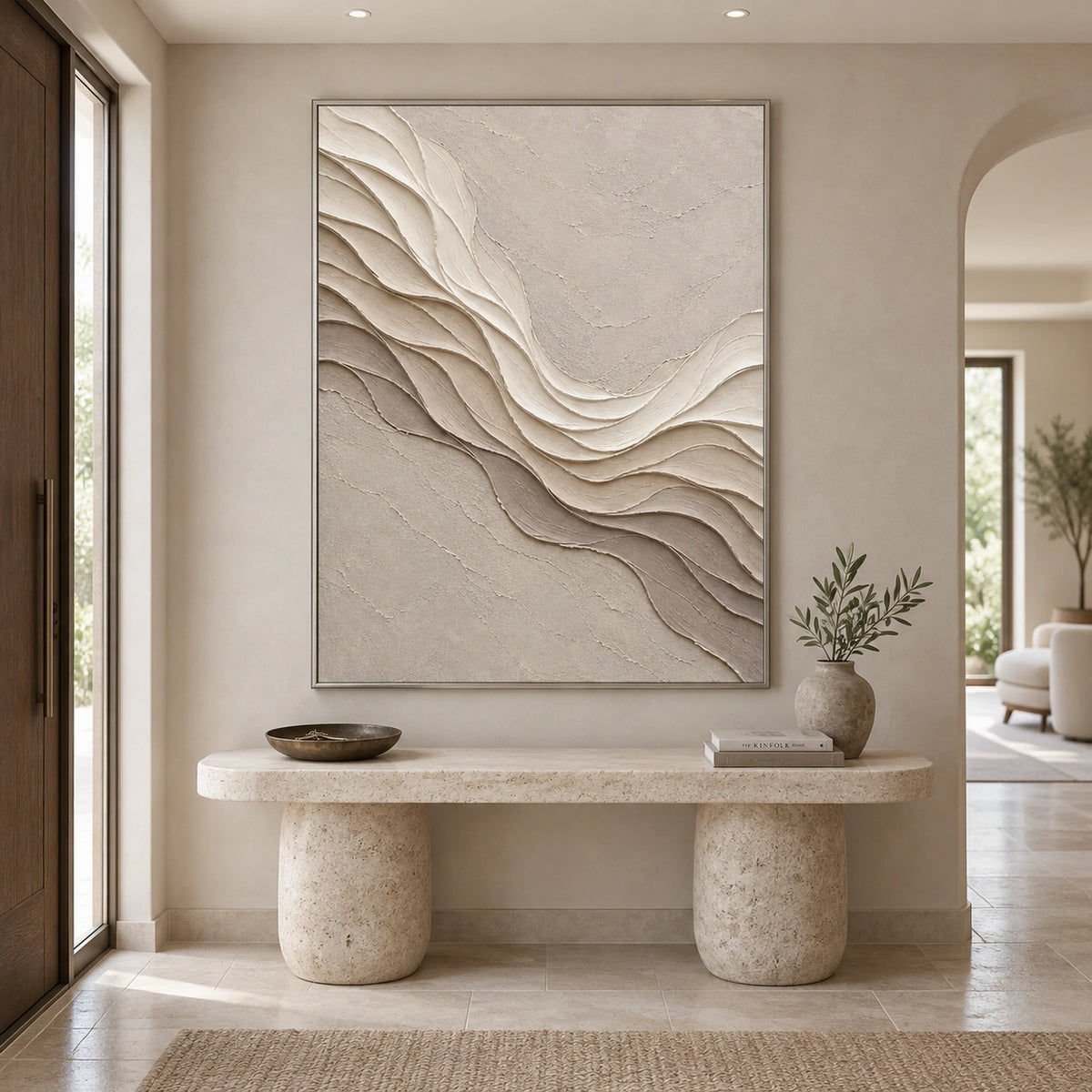 3D Textured Art | Ivory Flowing Horizons