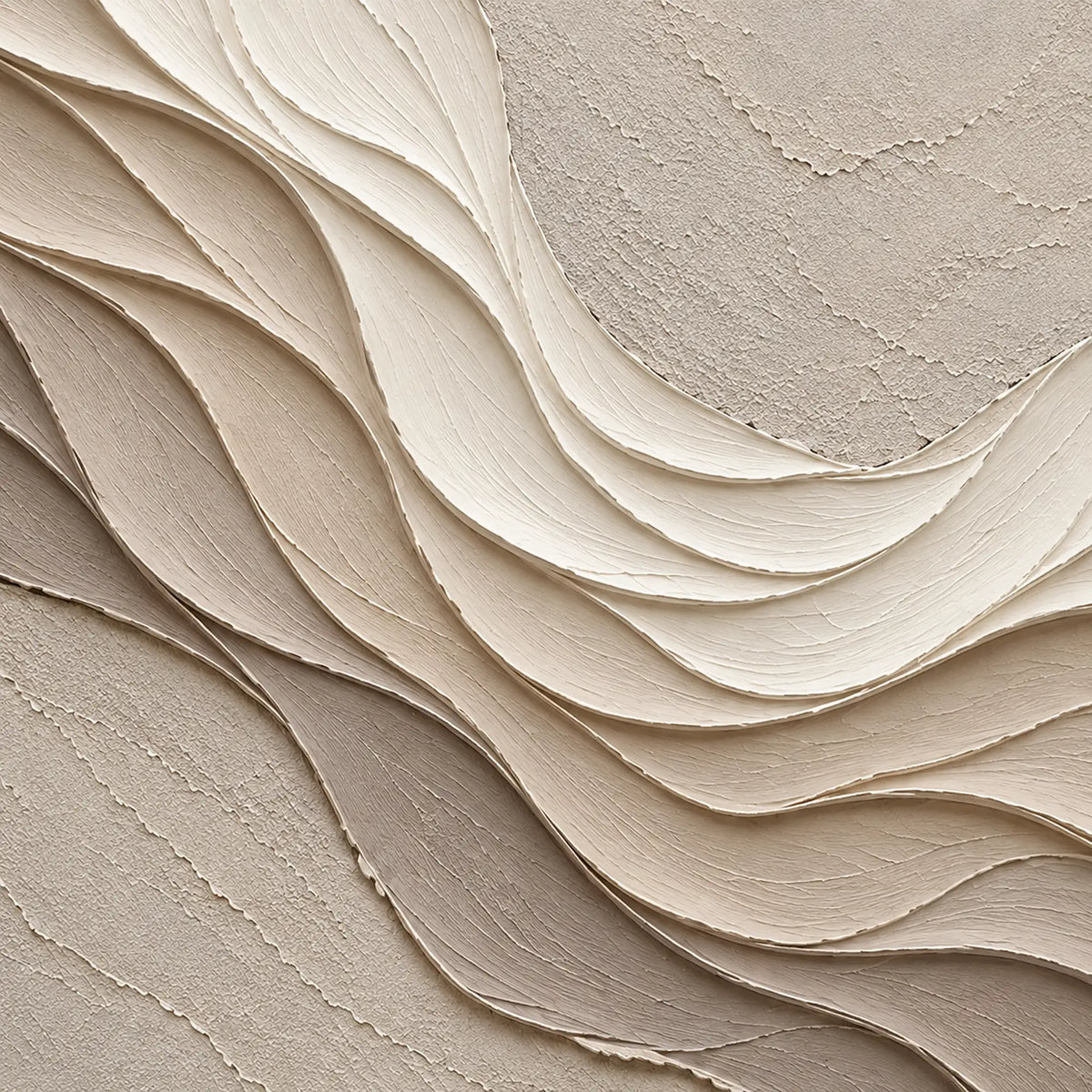 3D Textured Art | Ivory Flowing Horizons