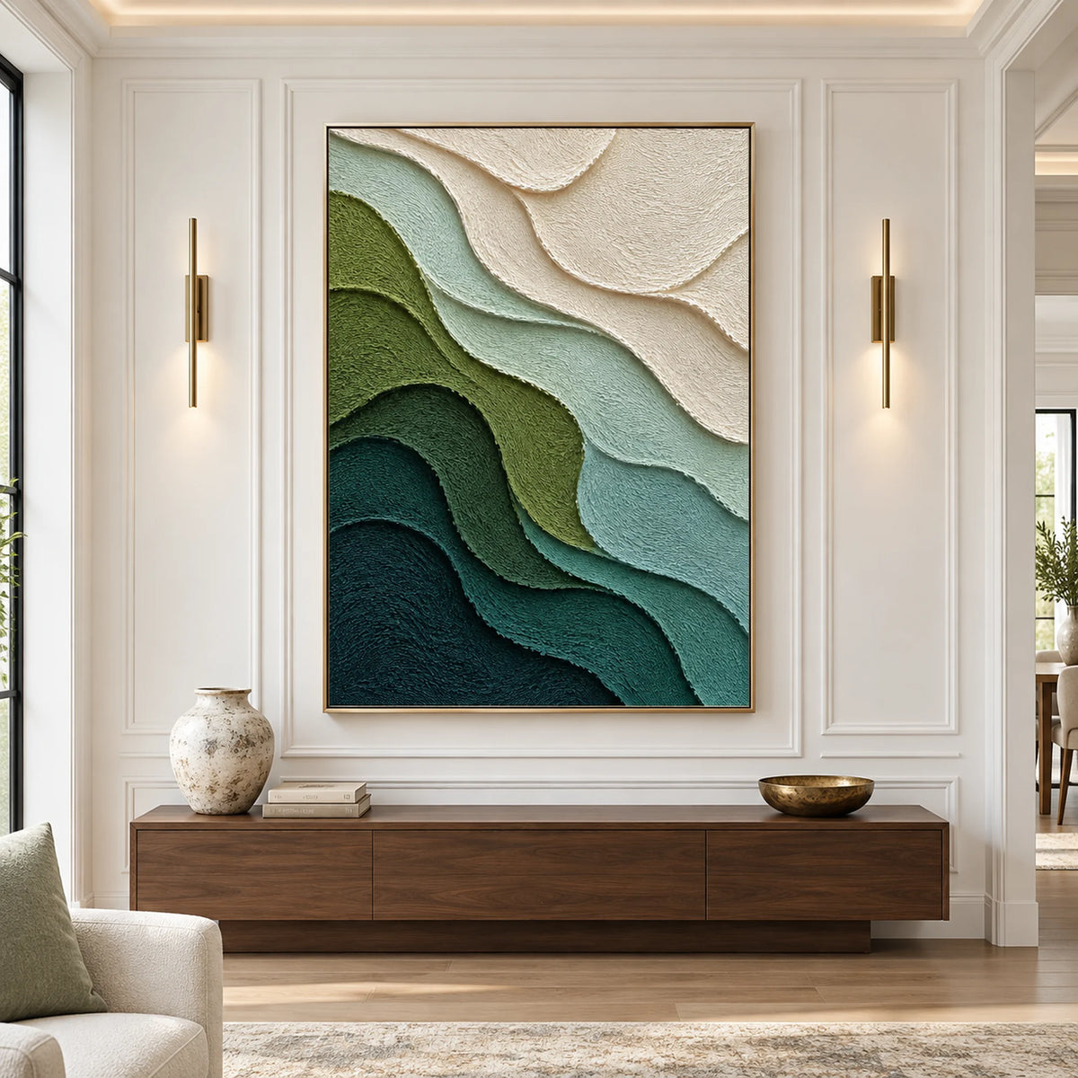 3D Textured Art | Emerald Tidal Layers