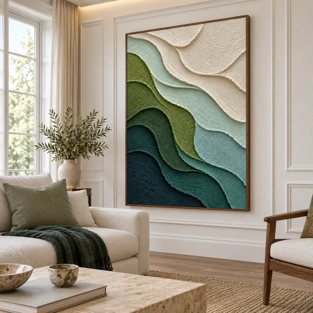 3D Textured Art | Emerald Tidal Layers