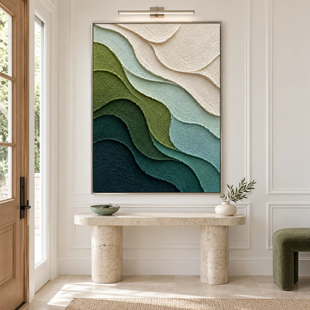 3D Textured Art | Emerald Tidal Layers