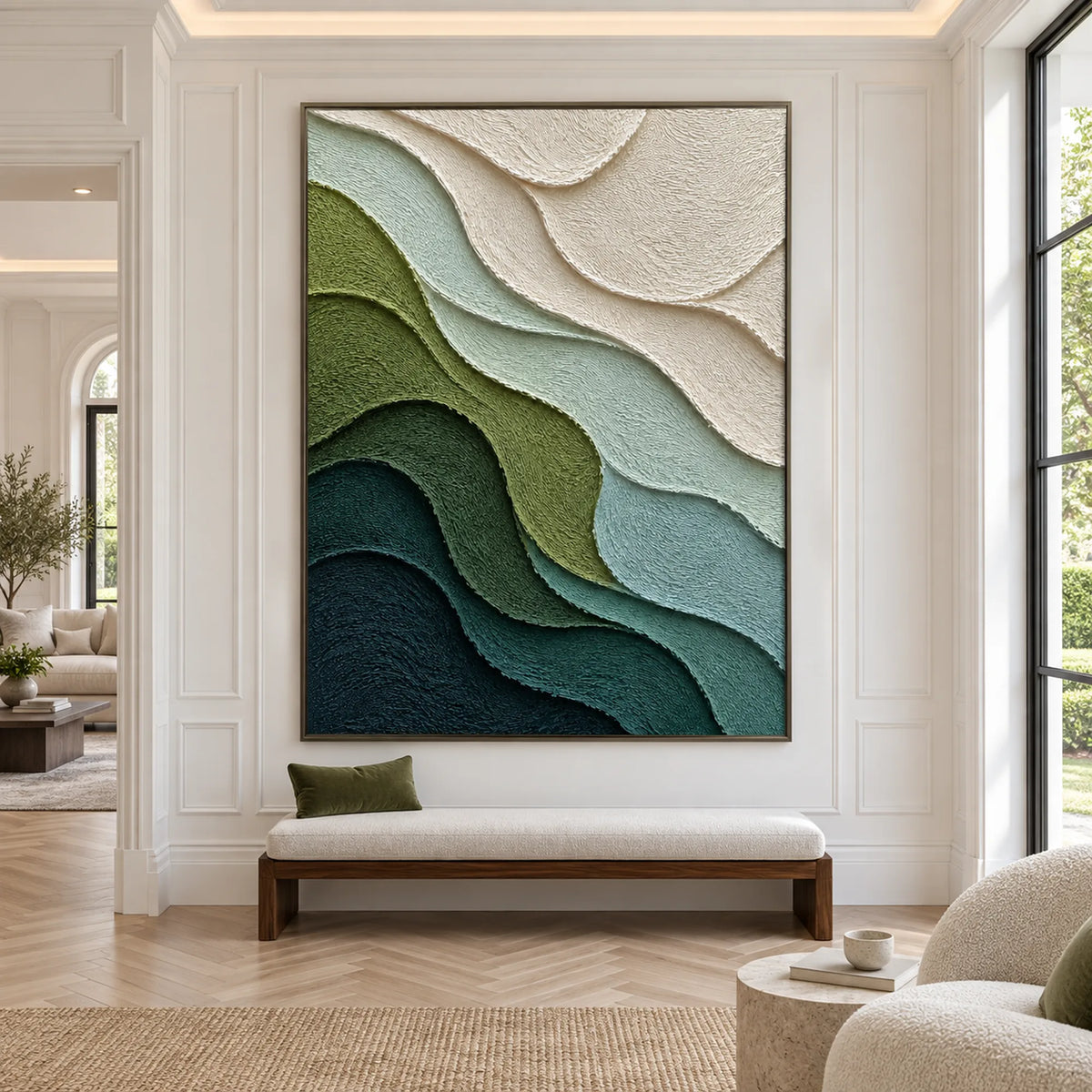 3D Textured Art | Emerald Tidal Layers