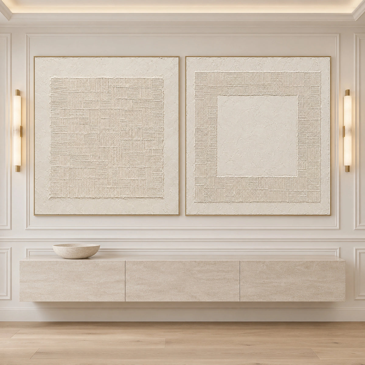 Diptych Art | Woven Silence