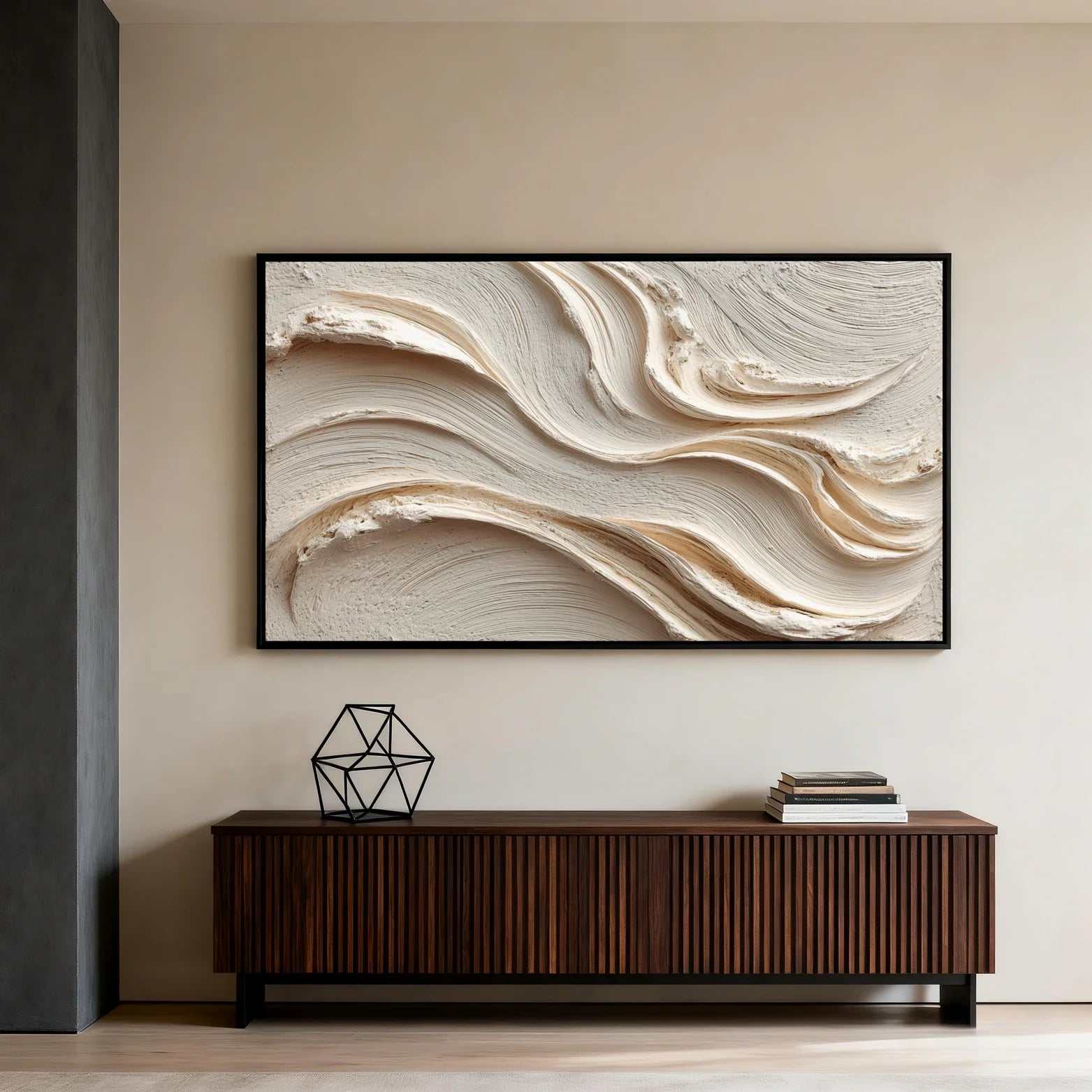 3D Textured Abstract Art | Ivory Flow