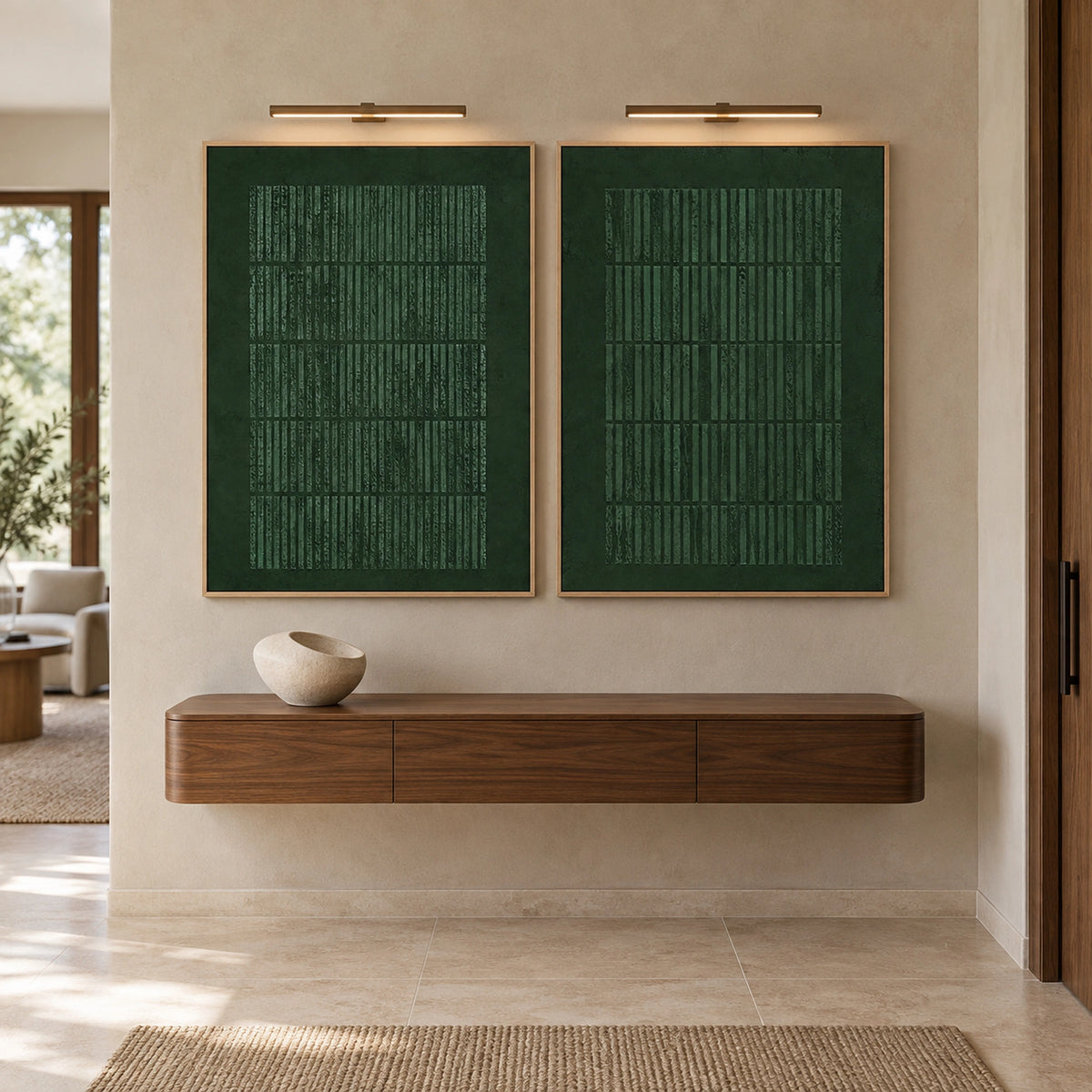 Diptych Art | Deep Green Cadence