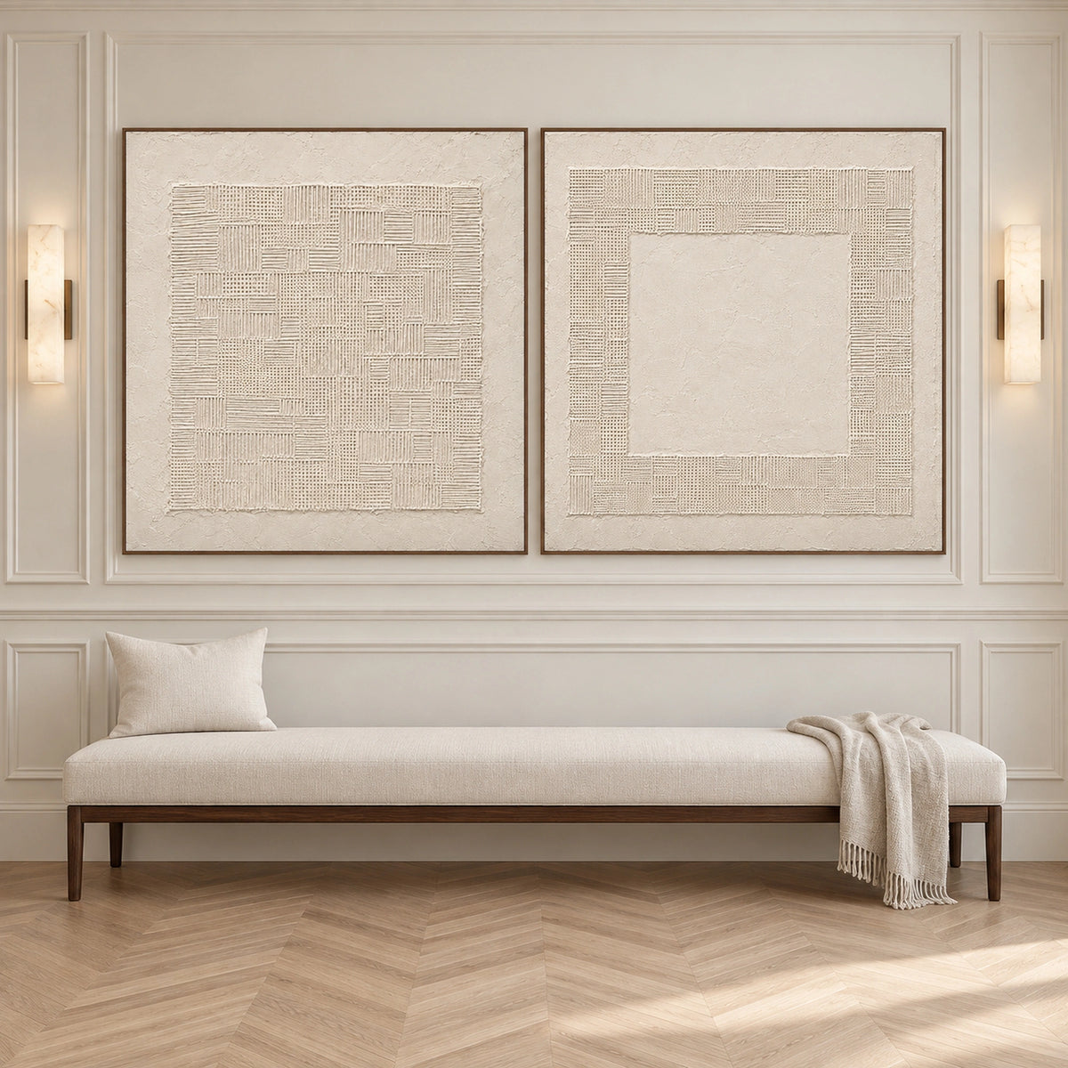 Diptych Art | Woven Silence