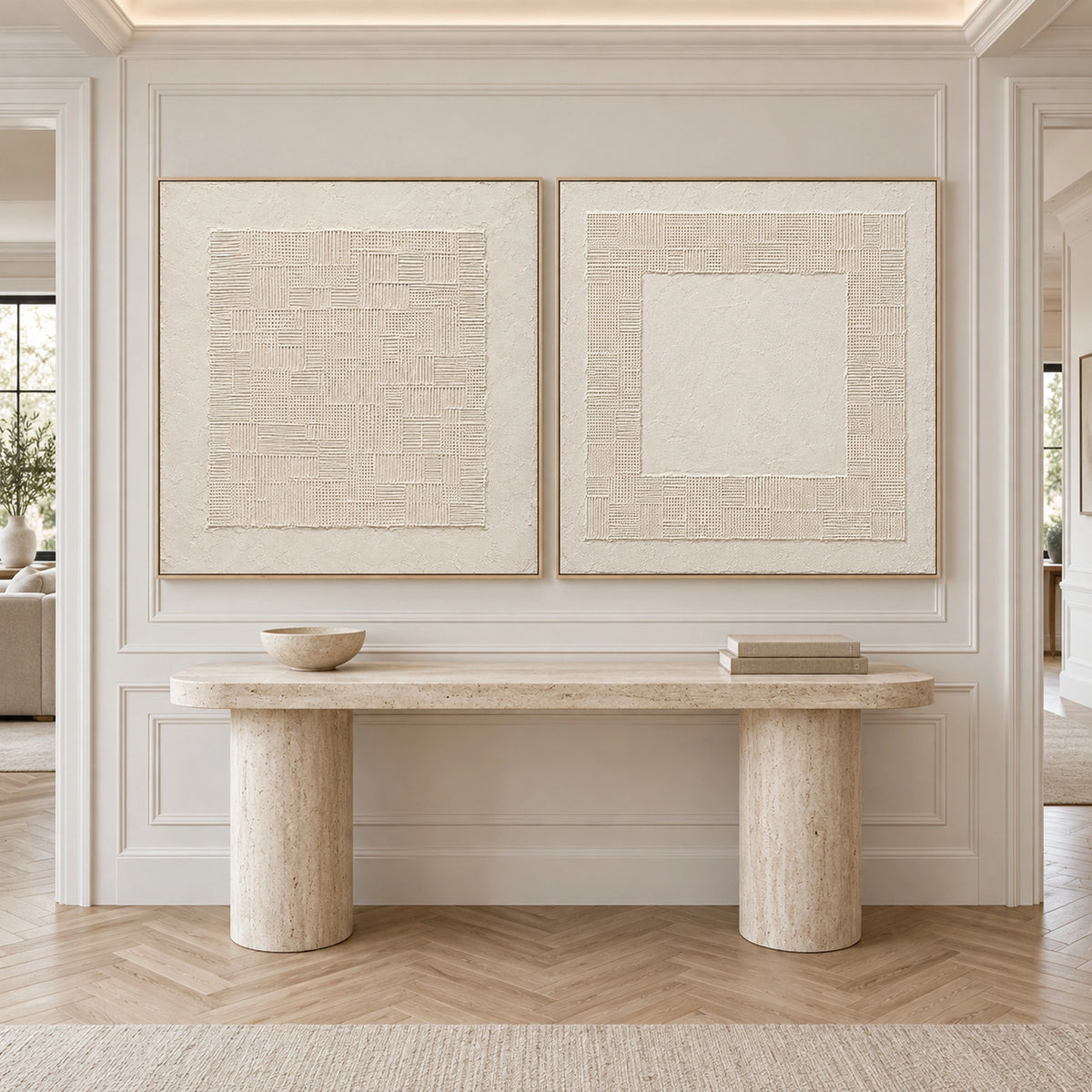 Diptych Art | Woven Silence