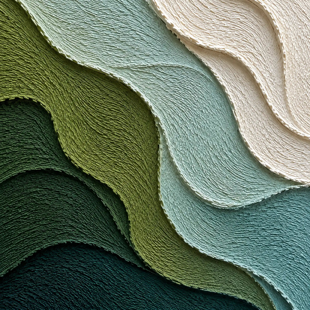 3D Textured Art | Emerald Tidal Layers